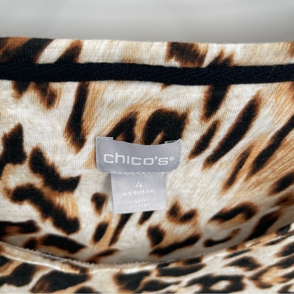 CHICO'S Womens Animal Print Top Leopard Short Sleeve Stretch NWT Size 4 (2X) - Picture 5 of 11